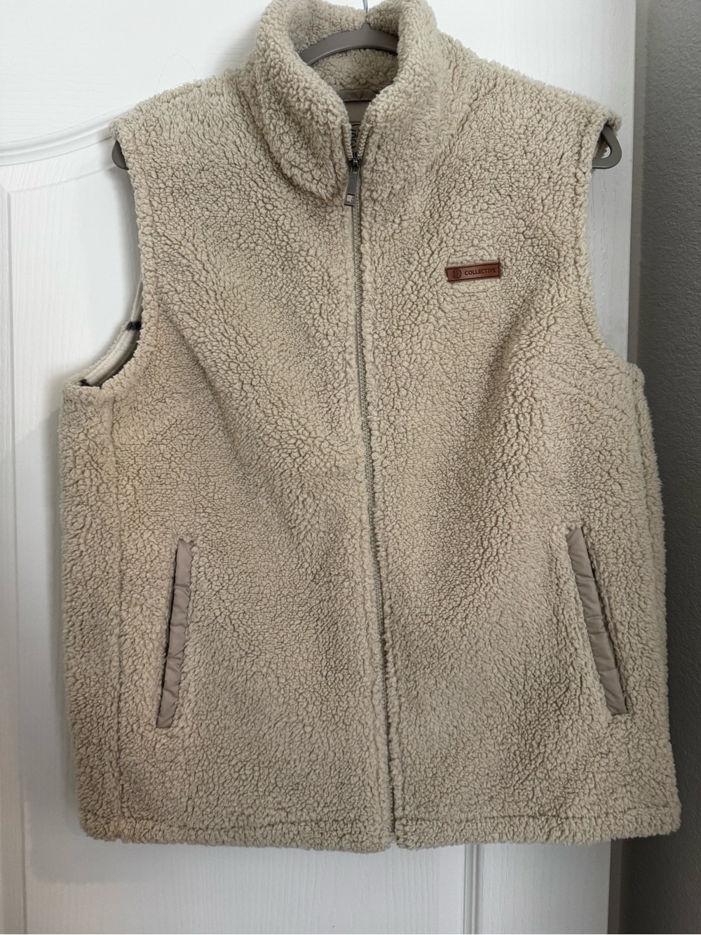 Women’s Cream Sherpa Vest - Cozy Zip Front
